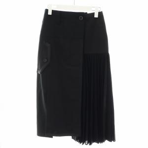SUITING SKIRT プリーツ アシンメトリー 0 ブラック