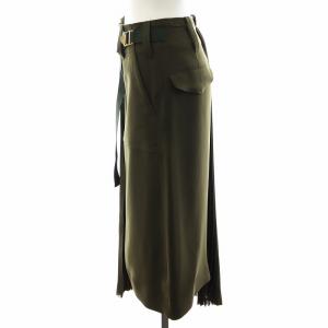 sacai SOLID SATIN SKIRT カーキ