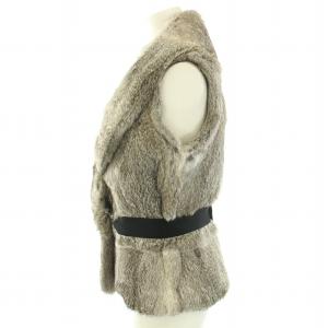 CARVEN ベスト ジレ 前開き ラビットファー ショールカラー 36 S グレー