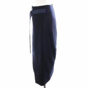 sacai アシンメトリー ベルテッド ASYMMETRY BELTED SKIRT タイトスカート ミモレ ロング ウール 1 M 紺