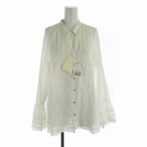 タグ付き ビンテージレースオーバーブルーズ ブラウス カットソー 刺繍 スキッパー 長袖 F 白 ホワイト