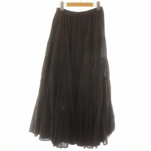 Spick&Span 24SS HYU 100 ボイルティアードスカート フレア ロング マキシ ギャザー 38 M 黒 ブラック 24060200901020