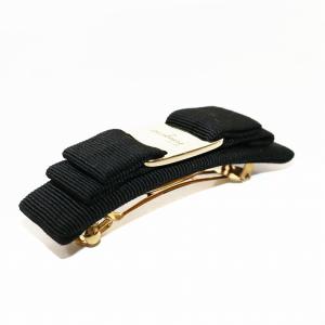 Salvatore Ferragamo ヴァラリボン バレッタ ヘアピン 髪留め ヘアアクセサリー 黒 ブラック ゴールド色