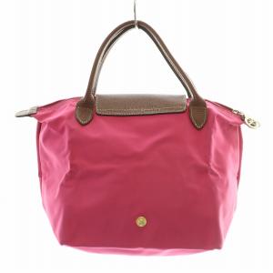 Longchamp ルプリアージュS ハンドバッグ ナイロン レザー 切替 折りたたみ ピンク 黒 ブラック