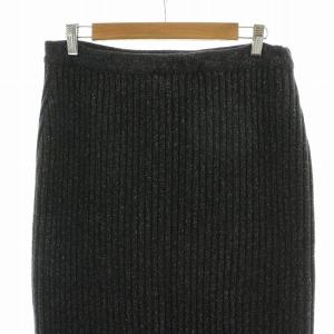 Christian Dior タイトスカート リブニット ミモレ ロング 絹 シルク混 刺繍 XL グレー