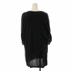 LEONARD Fashion アンサンブル カーディガン ノースリーブ 半袖 総柄 ヴィンテージ Vネック 切替 M 黒 ブラック