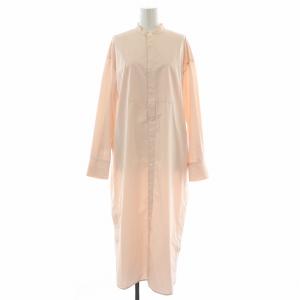 24SS シャツワンピース マキシ ロング 長袖 バンドカラー 無地 1 S ピンク タグ付き /BB