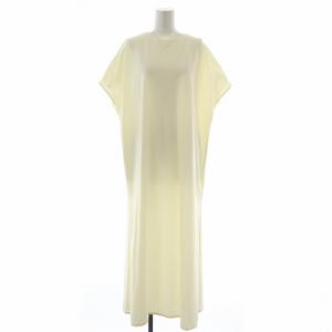 22SS ワンピース マキシ ロング フレンチスリーブ 半袖 クルーネック 無地 38 M アイボリー