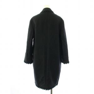 kate spade new york ステンカラーコート ロング フラワーレース装飾 ウール混 2 S 黒 ブラック