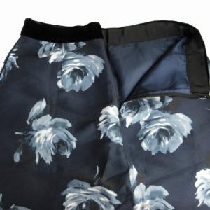 kate spade new york フレアスカート ミモレ ロング 花柄 ベロア ベルベット 切替 4 M 紺 ネイビー 白 ホワイト