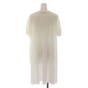 René 23年製 カーディガン ロング ツイード切替 シースルー 半袖 34 S 白 ホワイト /YM