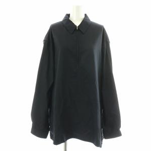 シャツ 長袖 プルオーバー ハーフジップ オーバーサイズ ウール L ダークネイビー 8111-186-0887