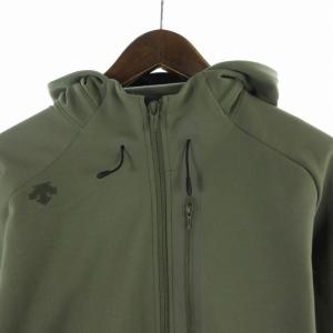 DESCENTE ジップアップパーカー フーディー ロゴ 長袖 M カーキ
