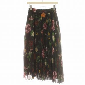 Ameri VINTAGE スカート 花柄 アシンメトリ プリーツ ロング F 黒 ブラック