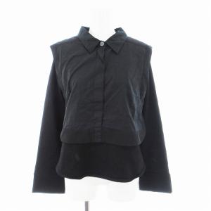 20SS シャツ ブラウス 長袖 カットソー フェイクレイヤード F 黒 ブラック