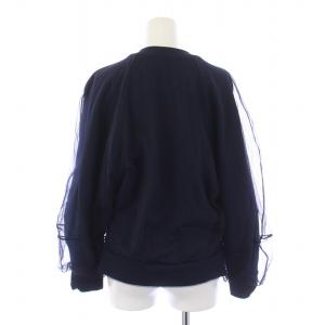 ENFOLD チュールスウェット トレーナー プルオーバー 長袖 クルーネック 38 M 紺 ネイビー 300CA380-2410