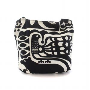 marimekko ショルダーバッグ メッセンジャーバッグ 総柄 キャンバス 黒 ブラック 白 ホワイト