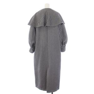 Ameri VINTAGE 22AW 2WAY CAPE PUFF SLEEVE COAT ケープパフスリーブコート ロング ストライプ柄 M 黒 ブラック