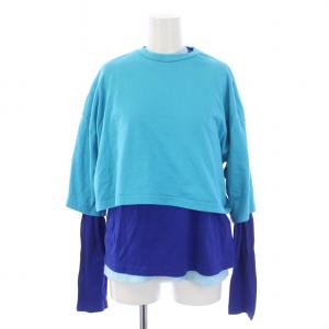 22AW レイヤードカットソー 長袖 クルーネック M 青 ブルー 水色 470FA180-0520 /BM