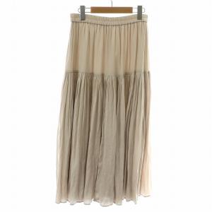 ANAYI 24SS カッセンライトサテンティアードスカート ロング マキシ フレア ギャザー 38 M ピンクベージュ 10241711460