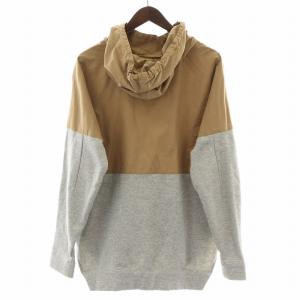 nagonstans プルオーバーパーカー 長袖 スウェット 切替 裏起毛 36 S 茶 ブラウン グレー /BB