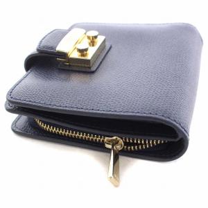 FURLA 二つ折り財布 レザー 小銭入れあり 紺 ネイビー