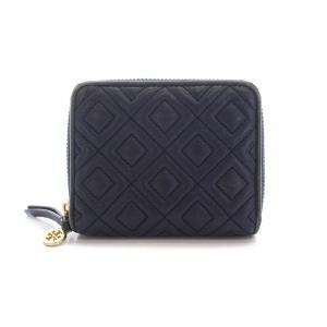 TORY BURCH 二つ折り財布 ラウンドファスナー レザー 紺 ネイビー