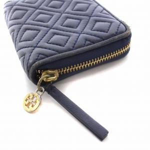 TORY BURCH 二つ折り財布 ラウンドファスナー レザー 紺 ネイビー