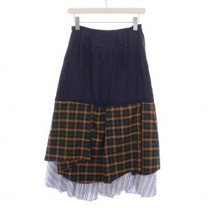 ENFOLD 19AW ミックスマテリアルレイヤードスカート ロング 38 M マルチカラー 300CA331-2950