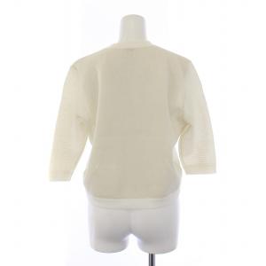VERMEIL par iena 24AW ダブルクロス Vネックカーディガン 五分袖 リネン F 白 ホワイト 24080938305030