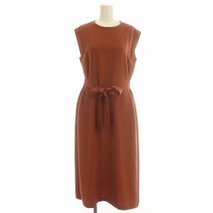 23区 24SS ワンピース ノースリーブ 洗える ストレッチジョーゼット ロング リボン 38 M 赤茶 /G