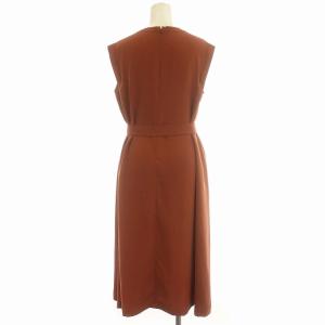 23区 24SS ワンピース ノースリーブ 洗える ストレッチジョーゼット ロング リボン 38 M 赤茶 /G