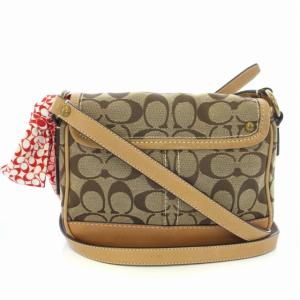 COACH クリケット ショルダーバッグ シグネチャー キャンバス スカーフ付き ベージュ 10566