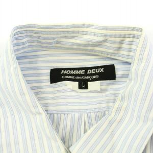 Comme des Garçons Homme Deux AD2018 シャツ カジュアルシャツ 長袖 ストライプ コットン L 水色 白 ホワイト DB-B002