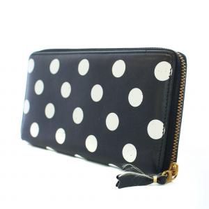 COMME des GARCONS POLKA DOTS PRINTED 長財布 ウォレット ラウンドファスナー レザー ドット 小銭入れあり 黒 ブラック 白