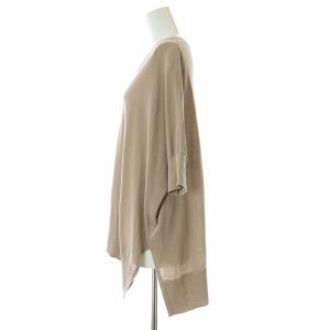 theory luxe 22SS FORTUNA SOMETTE ニット 半袖 Vネック 薄手 チュニック丈 麻 リネン混 38