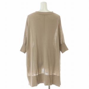 theory luxe 22SS FORTUNA SOMETTE ニット 半袖 Vネック 薄手 チュニック丈 麻 リネン混 38