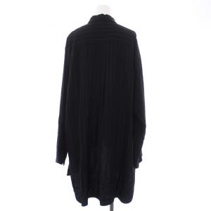 Y's ロングシャツ 長袖 ピンストライプ 黒 ブラック YT-B07-103
