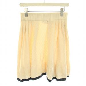 CHANEL ニットスカート ココマーク パイピング 42 ベージュ ネイビー