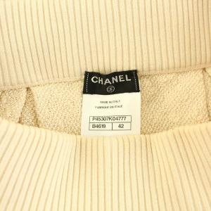 CHANEL ニットスカート ココマーク パイピング 42 ベージュ ネイビー
