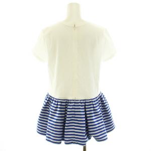 BORDERS at BALCONY ペプラムティー PEPLUM TEE Tシャツ カットソー クルーネック 半袖 ボーダー柄 36 S 白