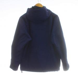 A BATHING APE ナイロンジャケット マウンテンパーカー フード ジップアップ センターロゴ 刺繍 S 紺 ネイビー