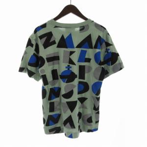 VIVIENNE WESTWOOD MAN Tシャツ カットソー 総柄 クルーネック 半袖 44 L 緑 グリーン 黒 ブラック