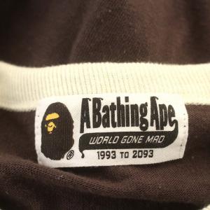 A BATHING APE ラグラン ワンピース ロング 七分袖 ロゴ F 茶 白
