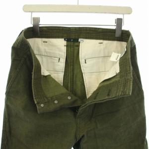 SASSAFRAS ワークパンツ ボタンフライ コットン 切替 M カーキ 緑 グリーン