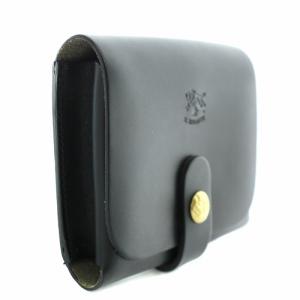 IL BISONTE カードケース 名刺入れ レザー エンボスロゴ 黒 ブラック