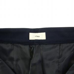 IENA 21AW W/PL タックスラックスPT ワイドパンツ ジップフライ ウール混 ストレッチ 36 S 紺 ネイビー