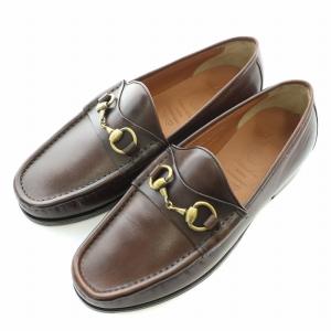 POLPETTA ビットローファー スクエアトゥ ローヒール レザー 装飾 39.5 25cm 茶 ブラウン