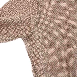 GUY ROVER シャツ ホリゾンタルカラー 総柄 コットン 長袖 S 白 ホワイト 茶 ブラウン