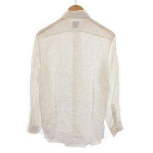 GUY ROVER シアー リネンシャツ ホリゾンタルカラー シースルー 長袖 M 白 ホワイト